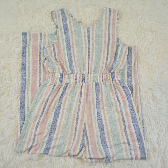 Girls 2-Piece Multi Color Strip Romper Pants Long Sleeve Button Sweater Size L - Picture 4 of 6